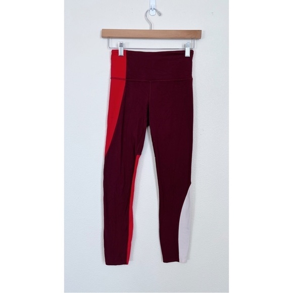 Athleta Maroon Colorblock Elation Asym 7/8 Tight - Picture 4 of 10